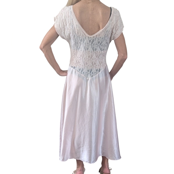 Vintage Cinema Etoile Pink Soft Nylon Lace Bodice Ballet Midi Fairy Nightgown - Picture 3 of 9